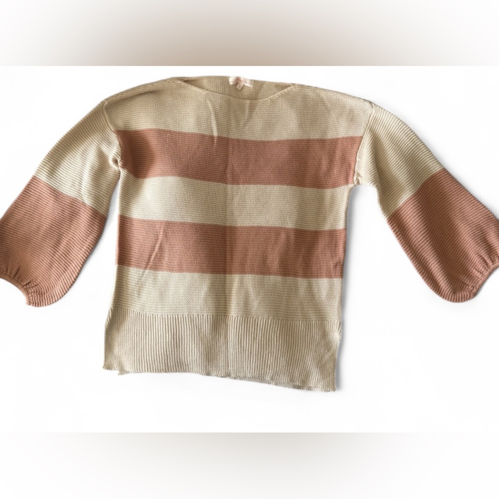 Elegant Tan and Cream Striped Women's Sweater
